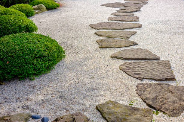 ścieżka ogrodowa zen - pebble sand zdjęcia i obrazy z banku zdjęć