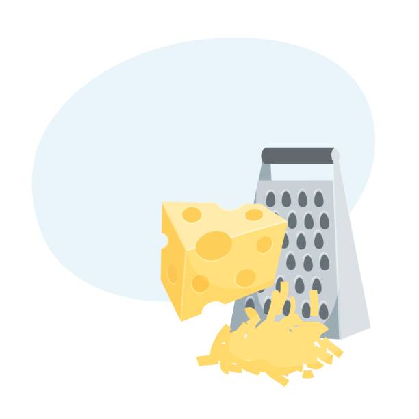 illustrazioni stock, clip art, cartoni animati e icone di tendenza di grattugiato un formaggio - grater