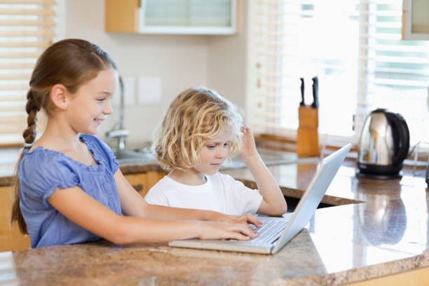 istock Siblings on the laptop in the kitchen 829073428