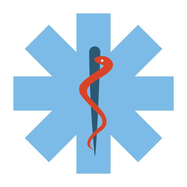 ilustraciones, imágenes clip art, dibujos animados e iconos de stock de cruz azul símbolo médico emergencia - hospital science backgrounds snake