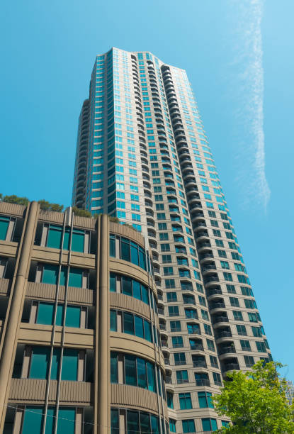 istock Big building on a street on Chicago Downtown 829105570