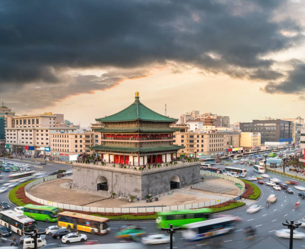 istock xian bell tower at dusk 829179454