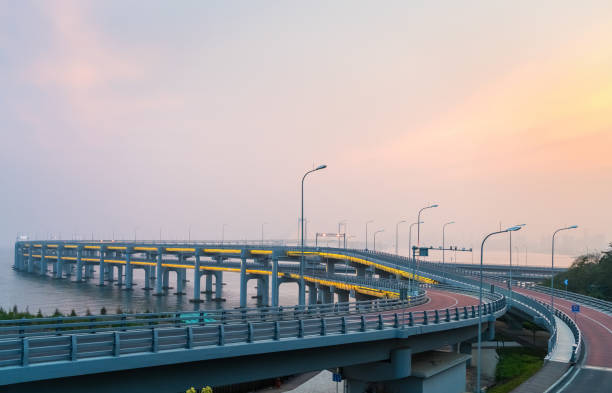 istock dalian bay bridge in sunset 829179602
