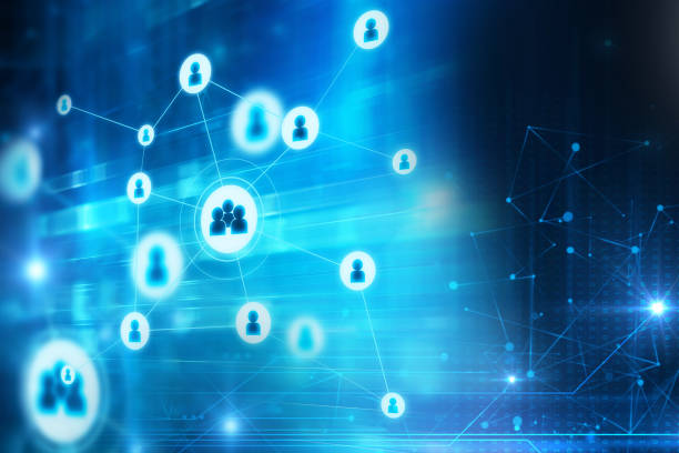 istock abstract illustration background with user icon and connecting dots . 829184886