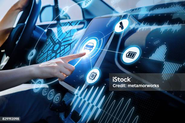 Vehículo Futurista Y Interface Foto de stock y más banco de imágenes de Coche