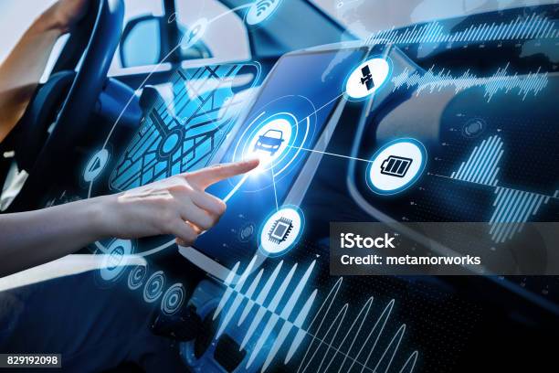 Futuristic Vehicle And Graphical User Interface Stock Photo - Download Image Now