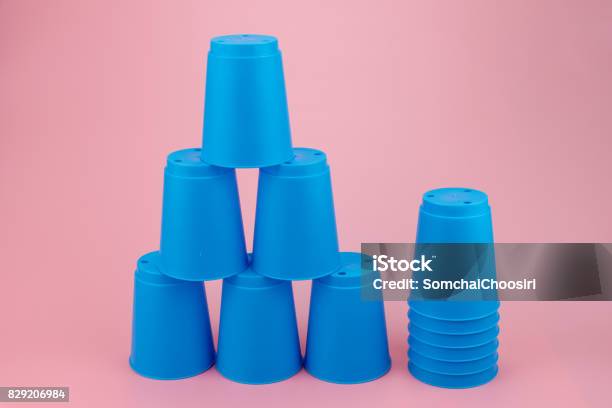Cups Single Stack Blue Stacks Plastic Cups Speed Stack Cup Stock Photo - Download Image ...