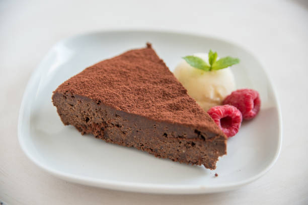 istock Chocolate cake with vanilla ice cream 829211840