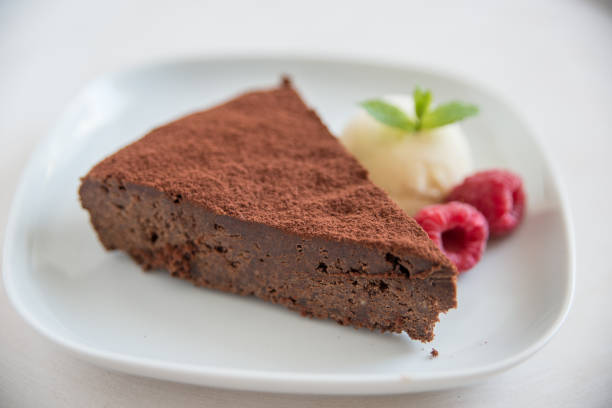 istock Chocolate cake with vanilla ice cream 829212514
