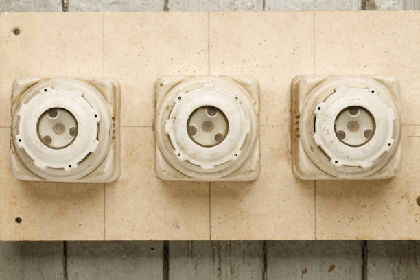 Vintage Electrical Fuse Power supply box The old ceramic 160A fuses on a wall DIY
