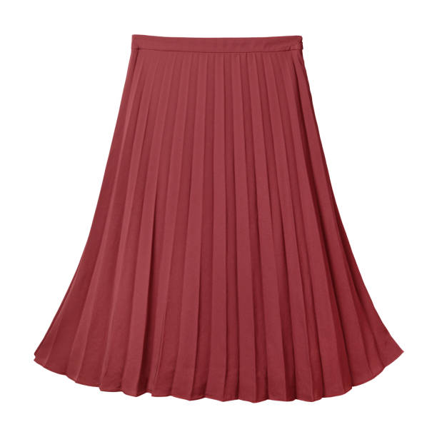 istock Burgundy pleated midi skirt isolated on white 829249518