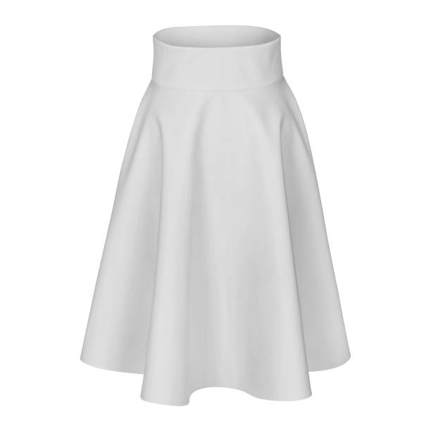 istock Classic elegant midi white silk satin skirt isolated on white 829249566
