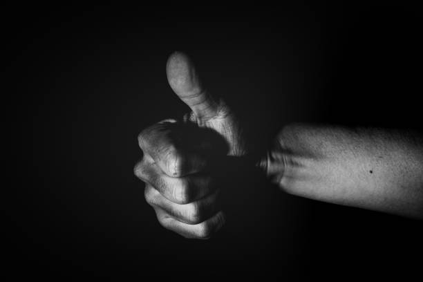 istock Human hand from abstract pose in studio tone into black and white 829251738