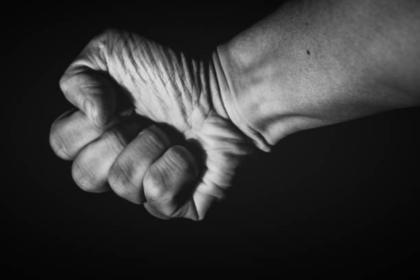 istock Human hand from abstract pose in studio tone into black and white 829251810