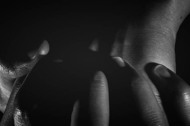istock Human hand from abstract pose in studio tone into black and white 829252090