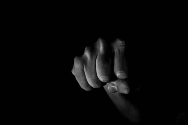 istock Human hand from abstract pose in studio tone into black and white 829252274
