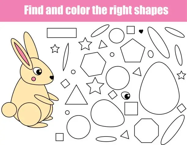 Vector illustration of Children educational game. Find the rigth pieces and complete the picture. Puzzle kids activity. animals theme. learning shapes