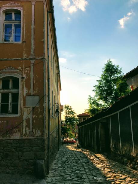 istock Sunset behind a building in Old Town Plovdiv 829301664
