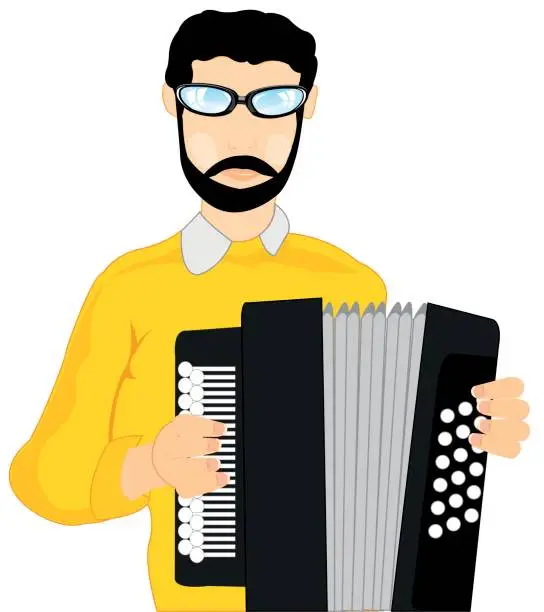 Vector illustration of Man with accordeon