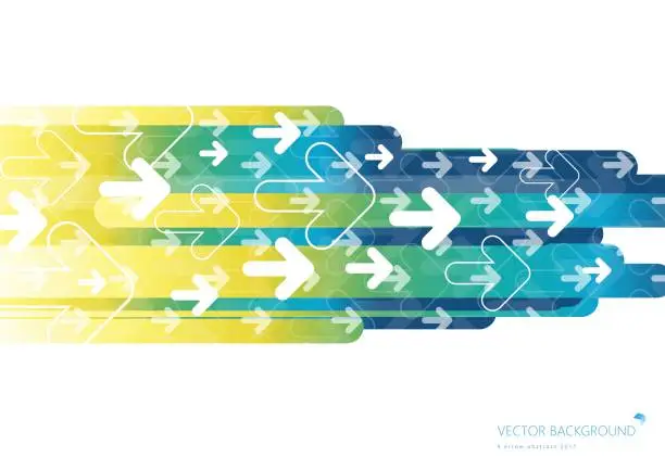 Vector illustration of Colorful background with fading white direction arrow pattern