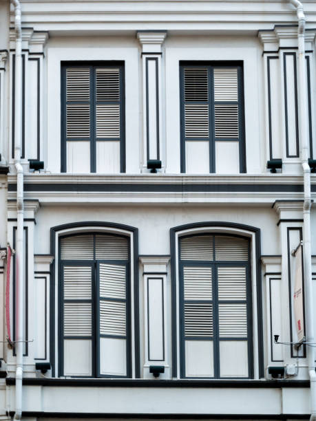 istock Colinial building windows in singapore 829325808