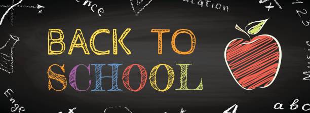 back to school) - blackboard black tall education stock illustrations