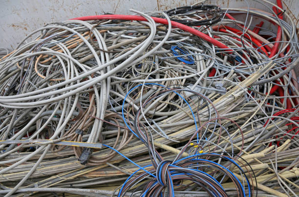 istock copper electrical cables in a deposit of waste collection Center 829343612