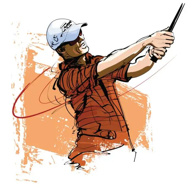 Vector illustration of Golf player with cap and sunglasses