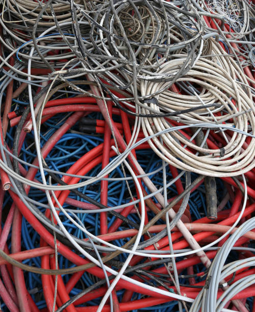 istock electrical cables in a deposit of waste collection Center 829356204