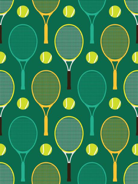 테니트 라켓 및 공 - tennis tennis ball sphere ball stock illustrations