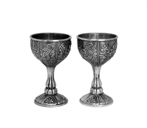 istock two vintage metal Cup with flower pattern 829363558