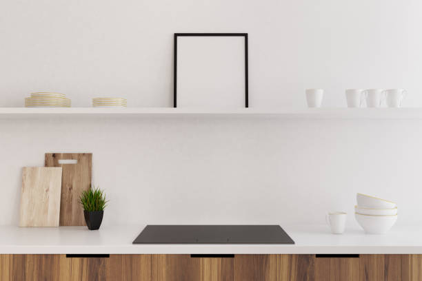 istock Marble bar white kitchen, oven, poster close up 829366102