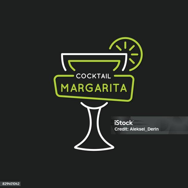 Illustration For Bar Menu Alcoholic Cocktail Margarita Vector Line Drawing Of A Drink On A Background Stock Illustration - Download Image Now