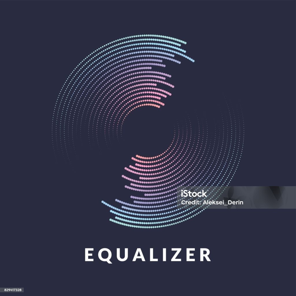 Poster of the sound wave. Vector illustration on dark background Poster of the sound wave. Vector illustration music on dark background. Circle stock vector