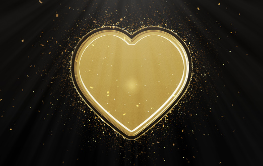 Gold heart shape with confetti