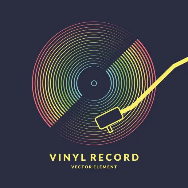 Vector illustration of Poster of the Vinyl record. Vector illustration on dark background