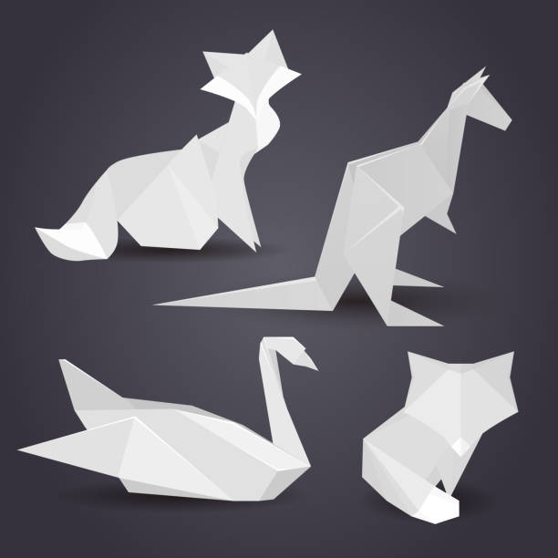 istock Set of paper origami figures of animals. 829430306