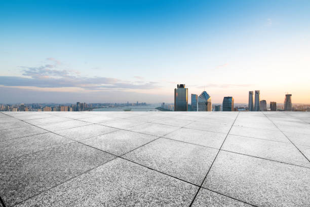istock cityscape and skyline of hangzhou from empty brick floor 829444556
