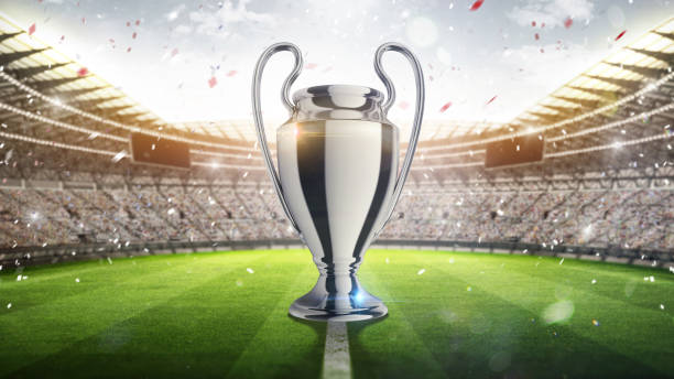 istock Concept Cup. Silver trophy. Football championship 2017. 3d render 829451946
