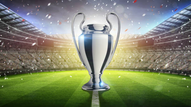 istock Concept Cup. Silver trophy. Football championship 2017. 3d render 829451956