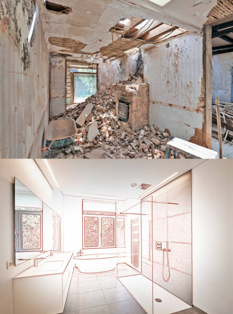 istock Drawing and planned Renovation of a bathroom 829460508