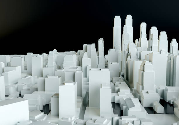 istock White abstract city from cubes on black background 829474622