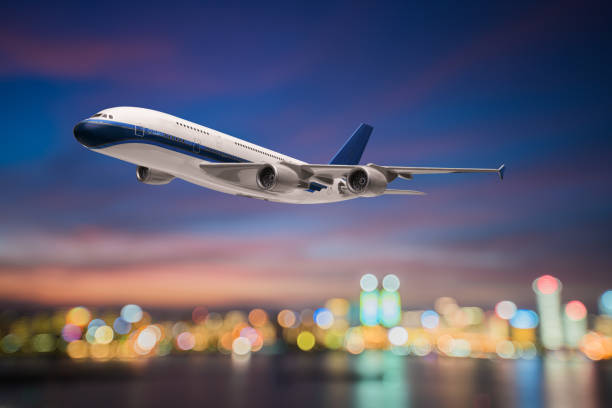 istock Low angle view of jet airliner taking off 829474758