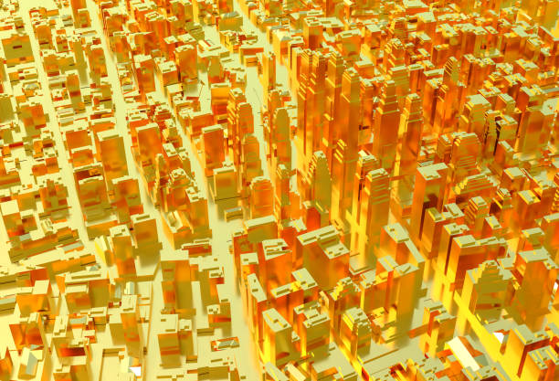 istock Golden city. Abstract business background 829480284