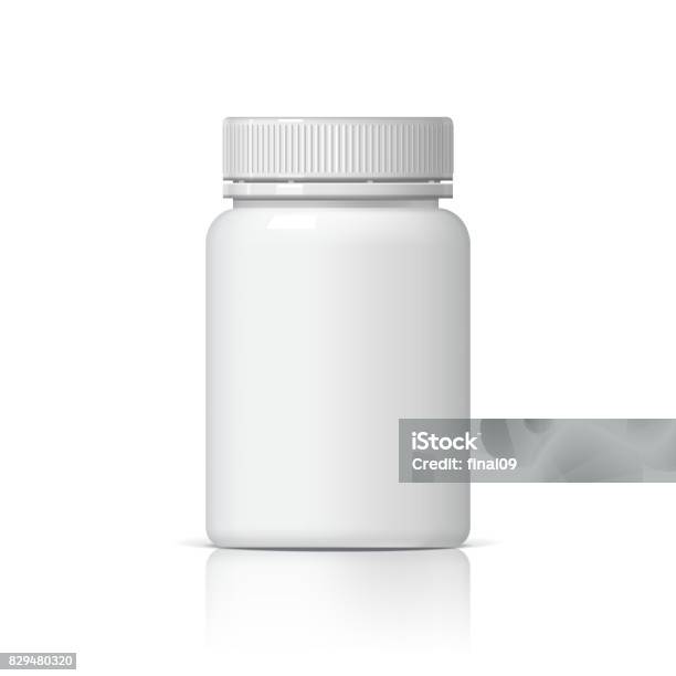 Bottiglia Di Plastica Realistica - Immagini vettoriali stock e altre immagini di Bottiglia - Bottiglia, Farmaco, Sanità e medicina