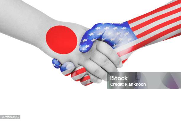 Handshake Between Japan And United States Of America Stock Photo - Download Image Now