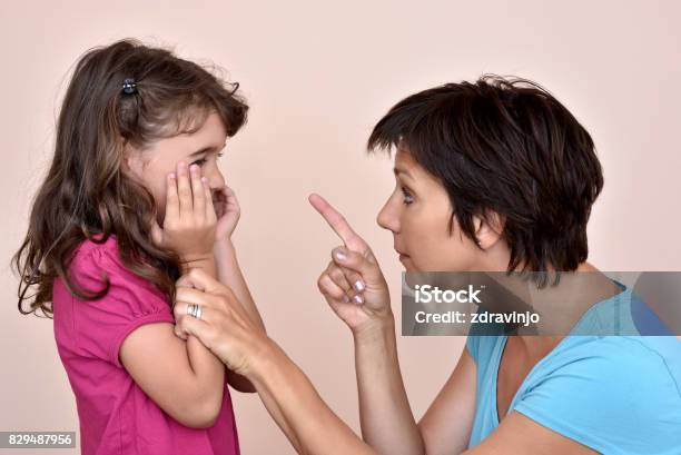 Mother Scolding A Daughter Stock Photo - Download Image Now - Child, Shouting, Mother
