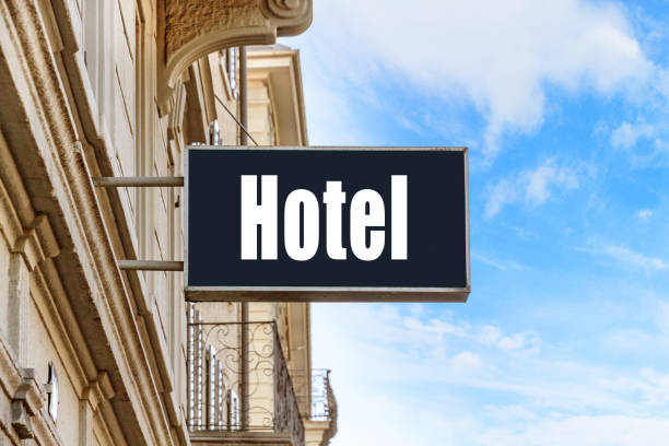 placa do hotel - blue outdoors nobody switzerland - fotografias e filmes do acervo