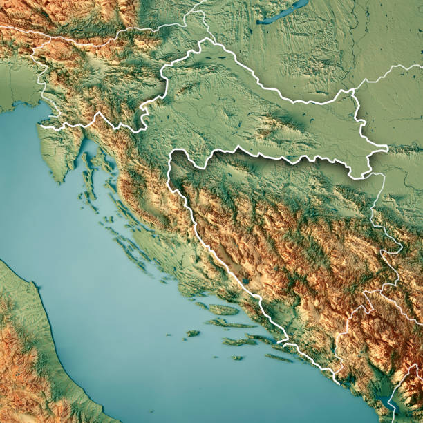 istock Croatia Country 3D Render Topographic Map Border 829489722