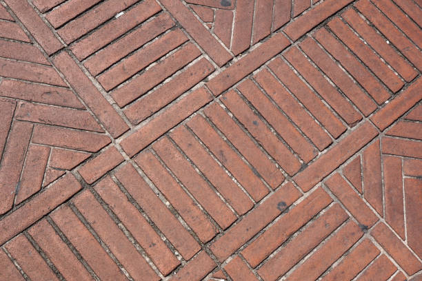 istock Brick pavement tile, top view. Urban texture as background. 829490812